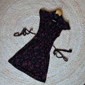 French Connection Black and Red Spotted Mini Dress, Size 6
